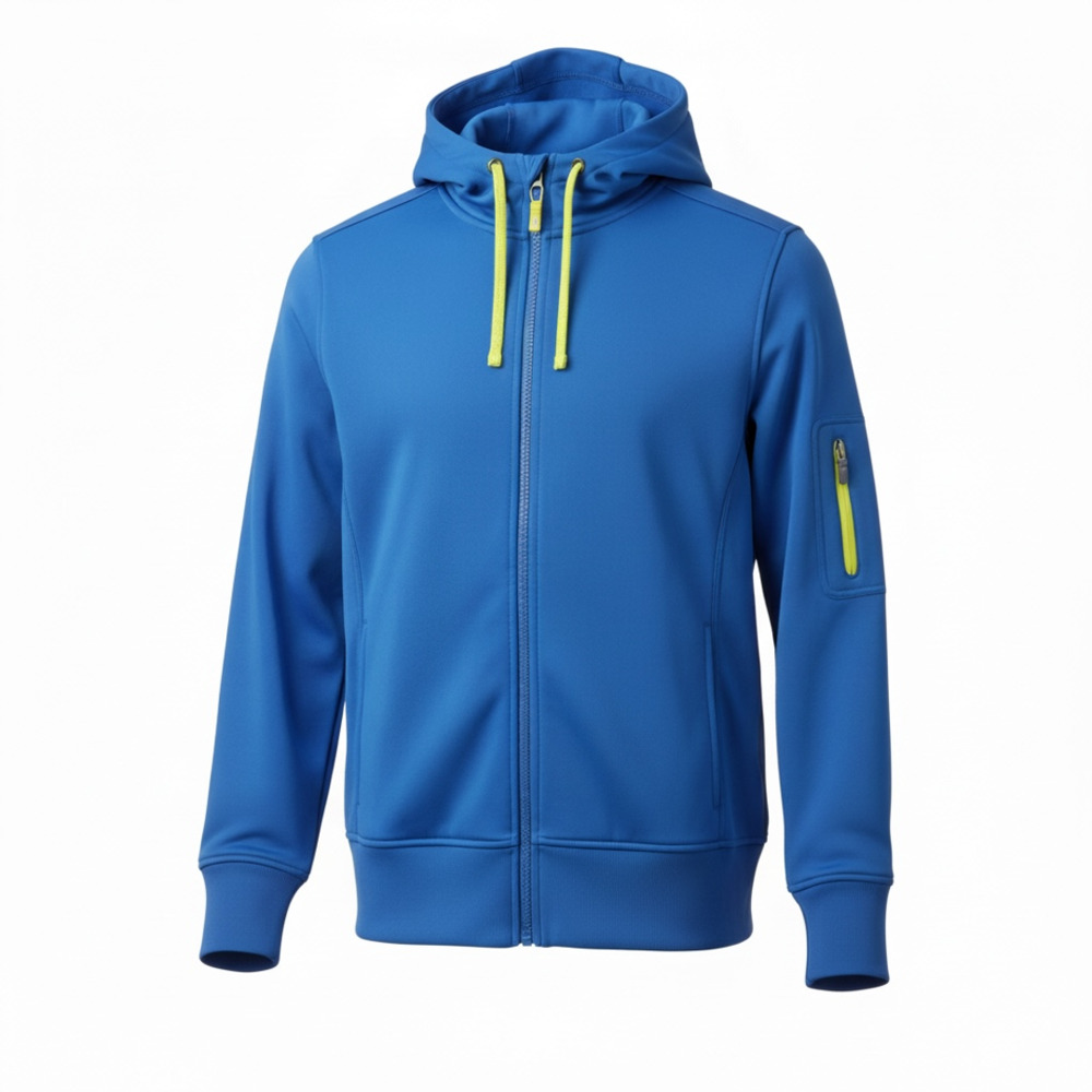 Blue Softshell Hoodie Jacket Youth XL Fleece Lined Full Zipper Neon Sporty Fall